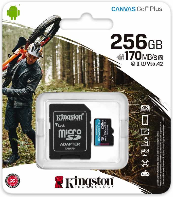 Карта памяти micro SDXC 256Gb Kingston Canvas Go Plus UHS-I U3