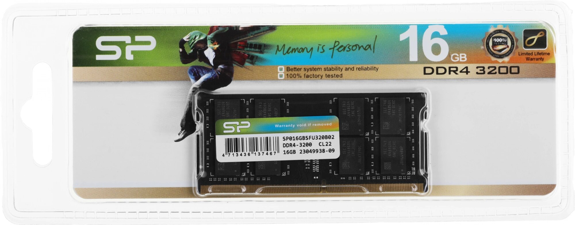 Оперативная память 16Gb DDR4 3200MHz Silicon Power SO-DIMM (SP016GBSFU320B02)